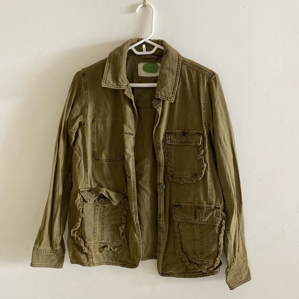 anthropologie olive green army jacket